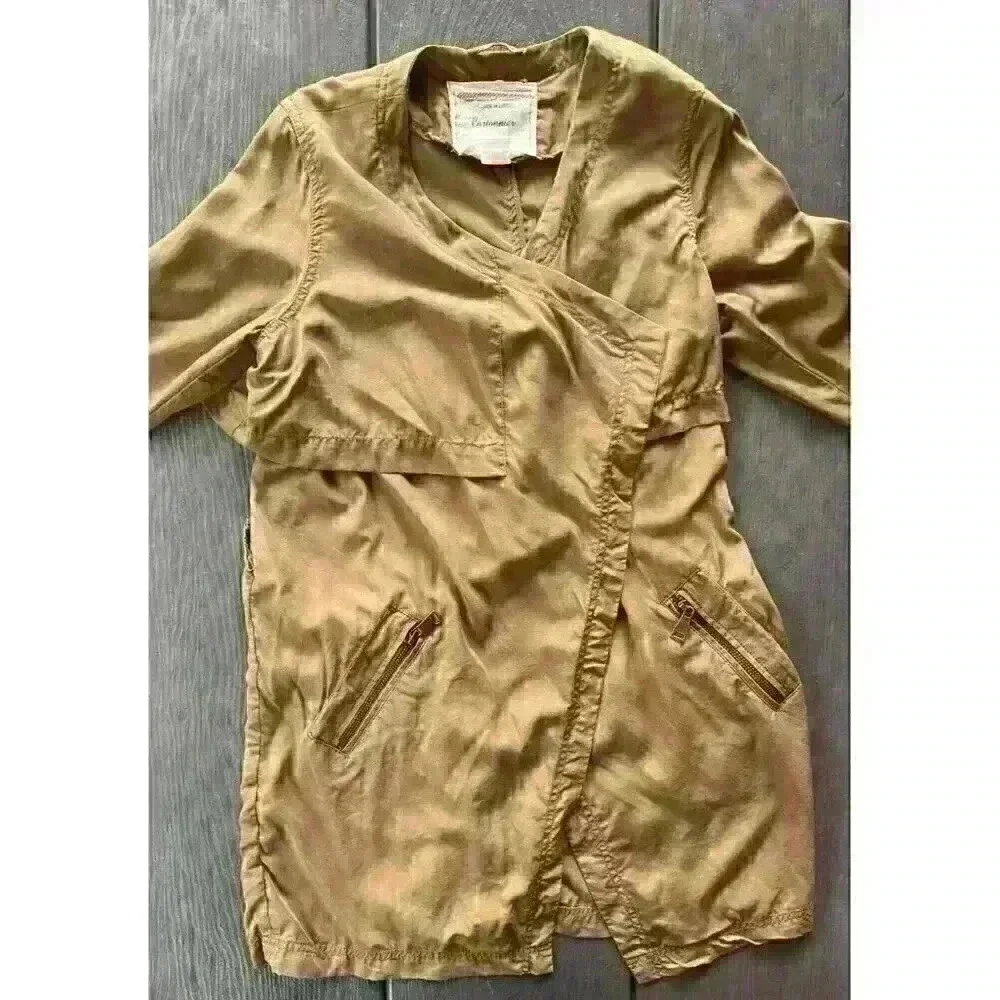 Anthropologie Cartonnier Trench Coat Women's Medium Brown Draped Daytripper